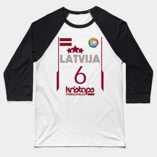 Kristaps Porzingis Retro Latvia Euro Style Basketball Design Baseball T-Shirt